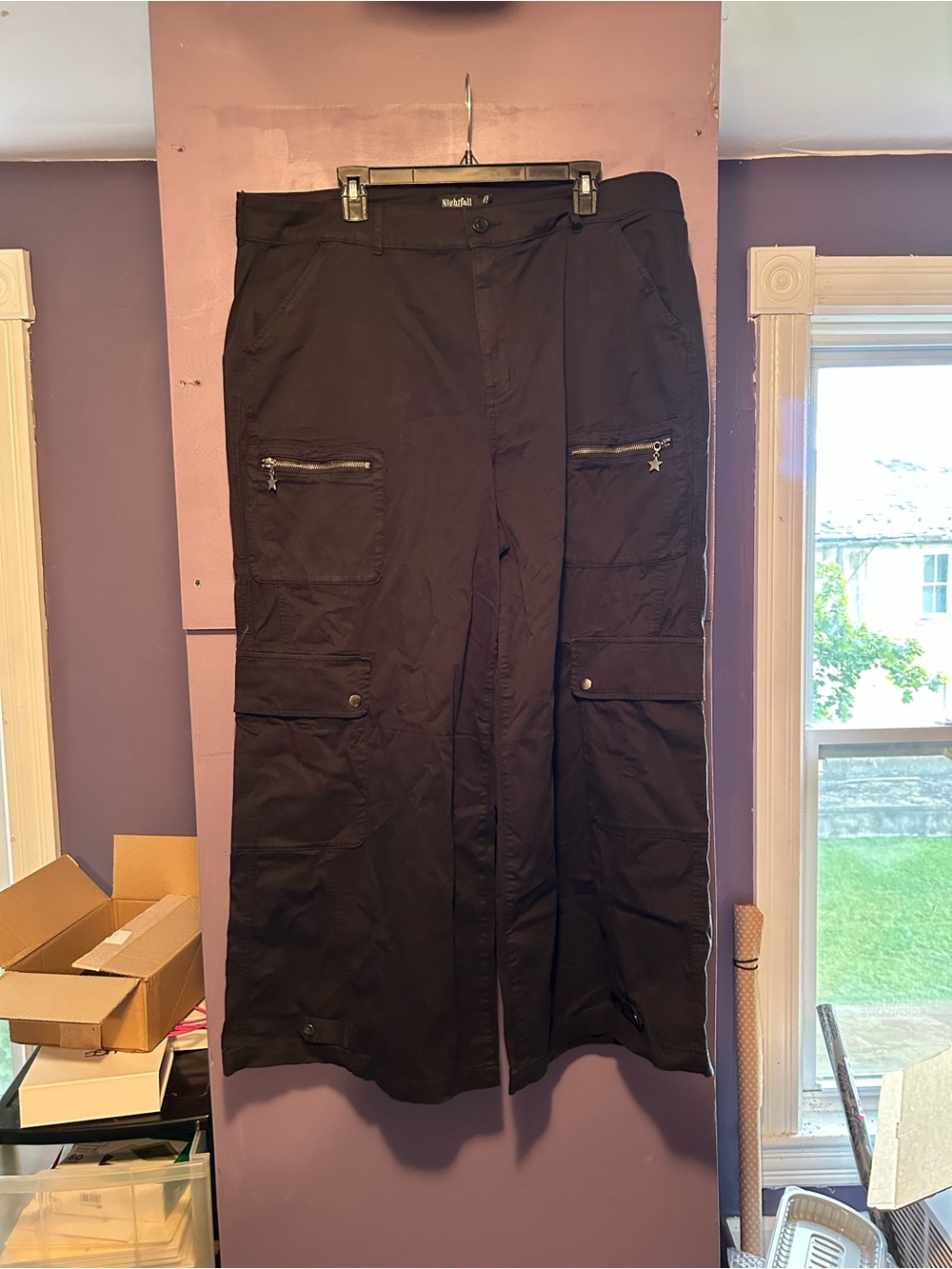 Nightfall by Torrid black cargo pants with zipper pockets, size 20 regular.